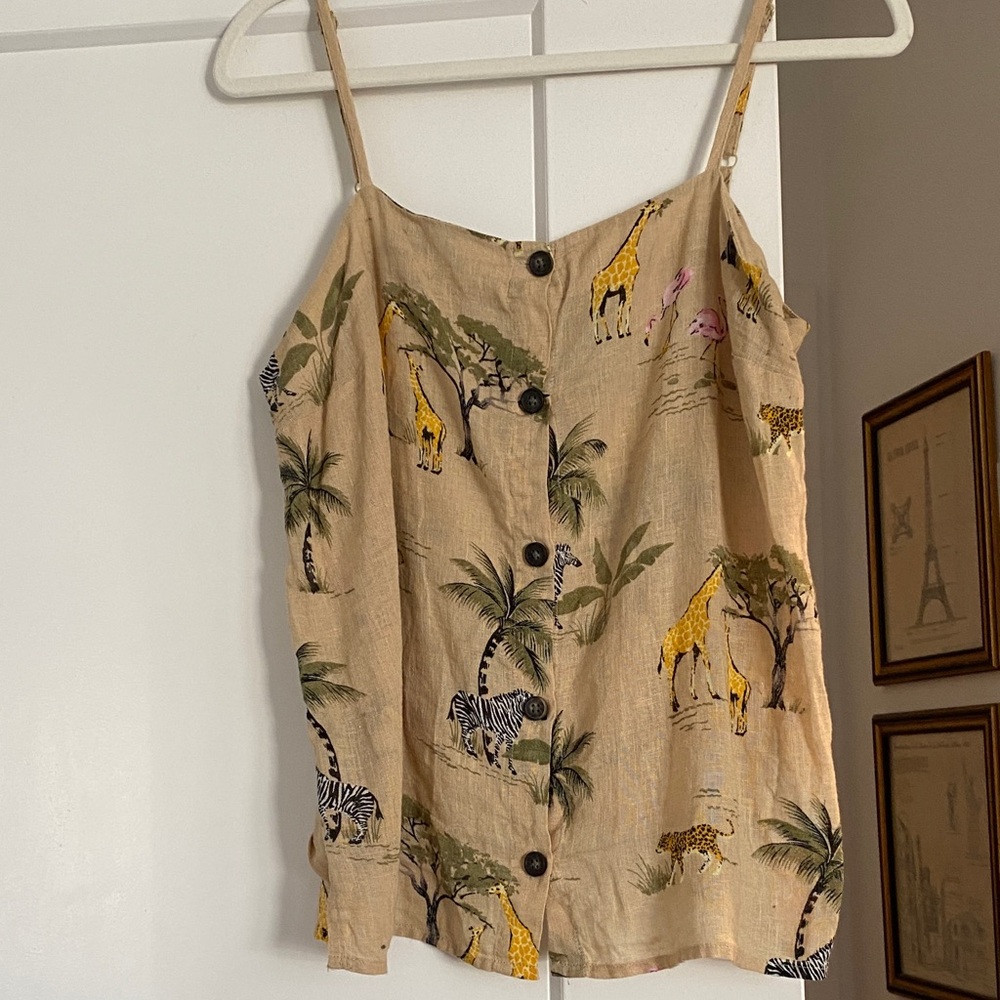 Old Navy Beige Animal Print Tank Top